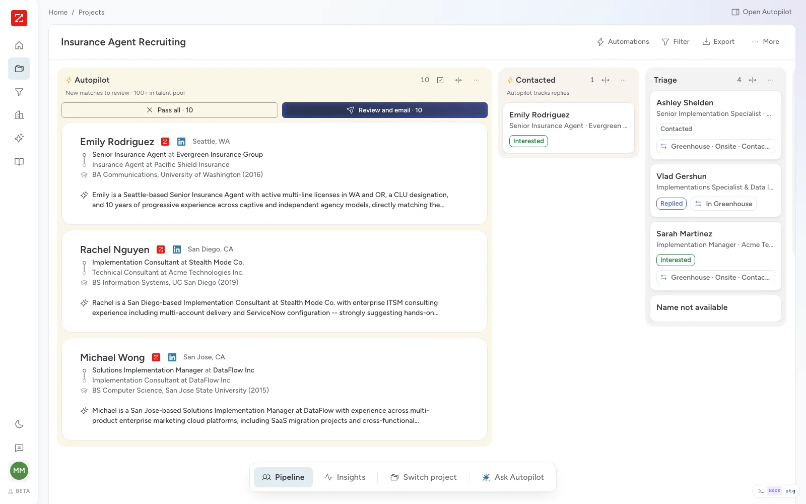 The project board with the Autopilot review lane