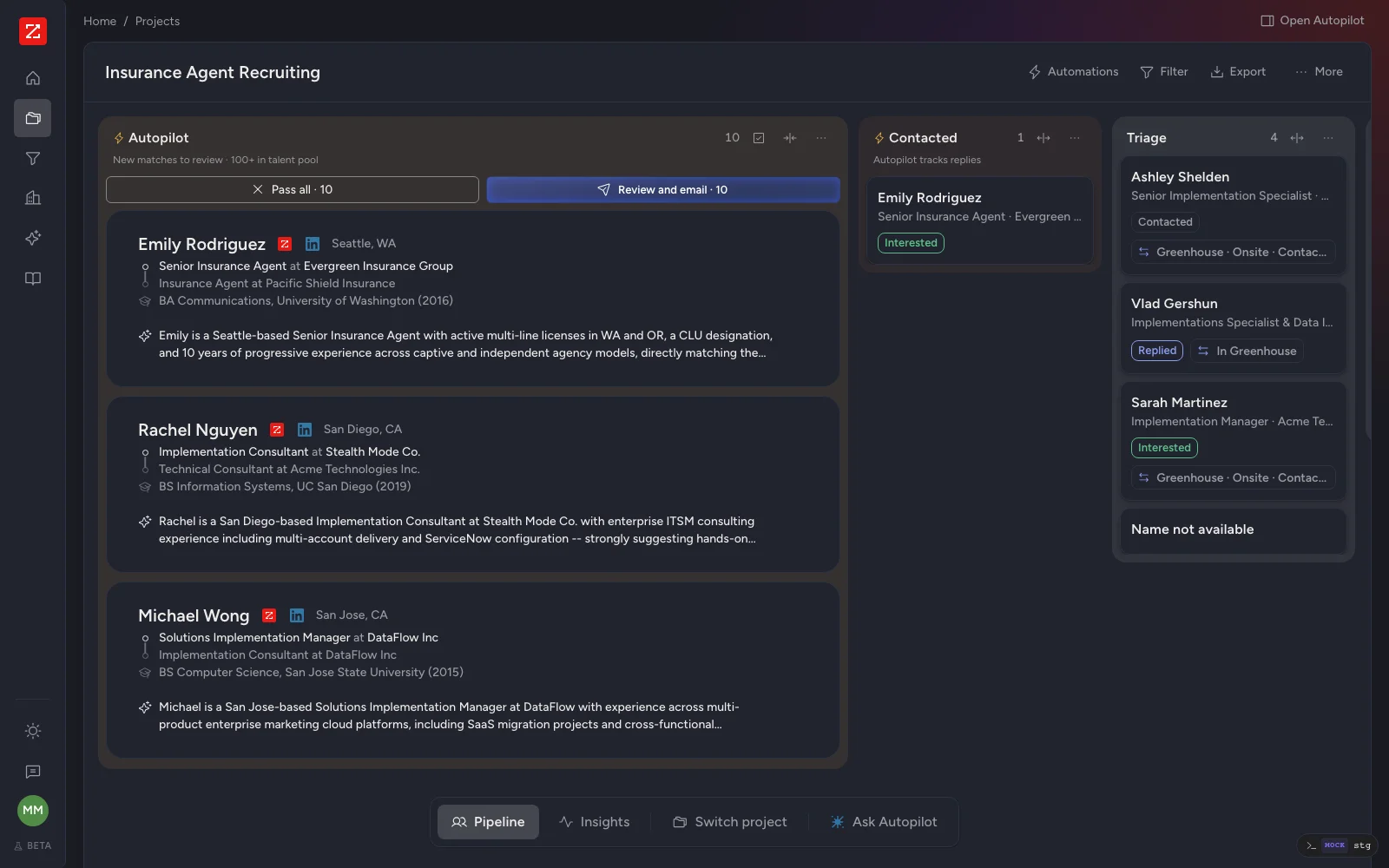 The project board with the Autopilot review lane